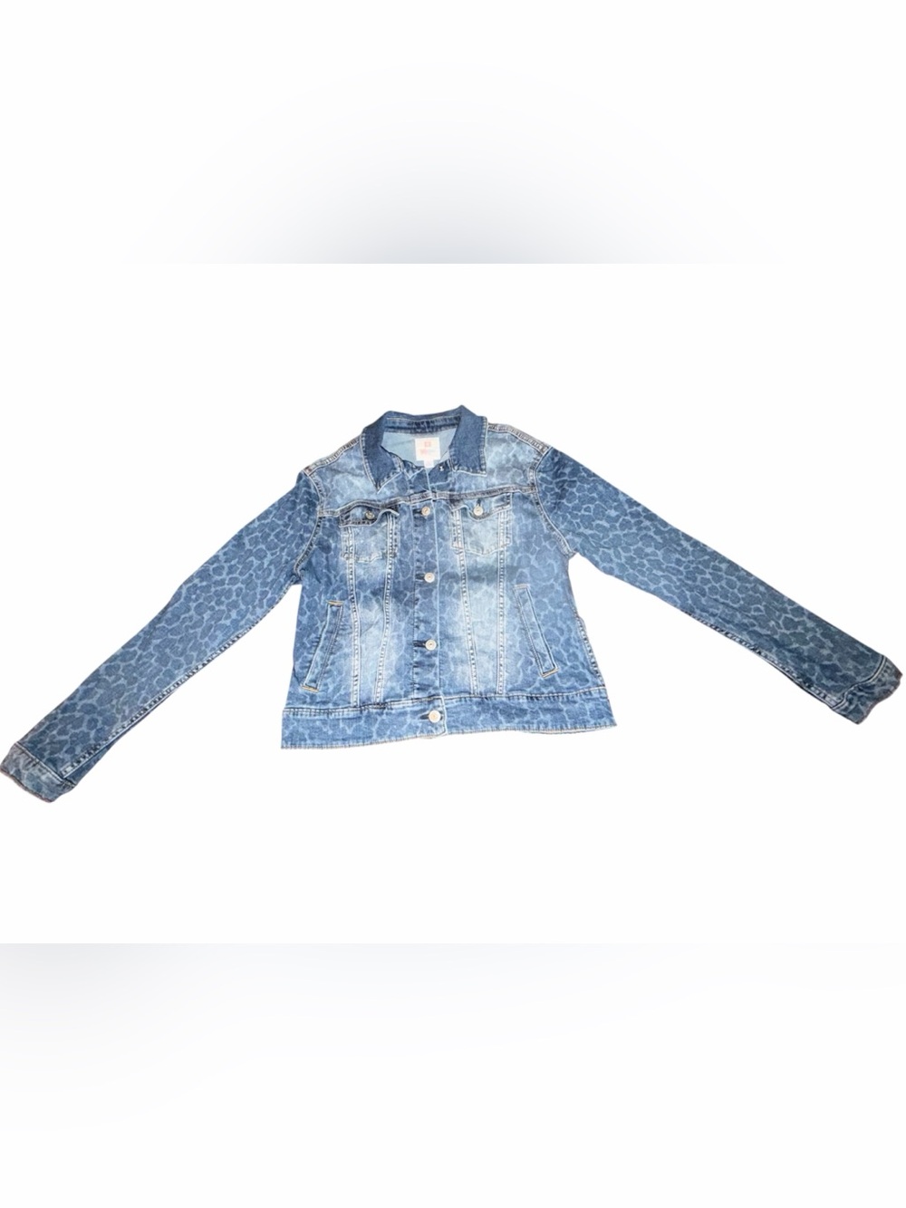 LuLaRoe “Harvey” Cheetah Print Light Wash Denim Cropped Jacket - Picture 2 of 10